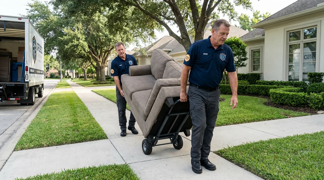 Local residential moving crew loading furniture in Boron, CA